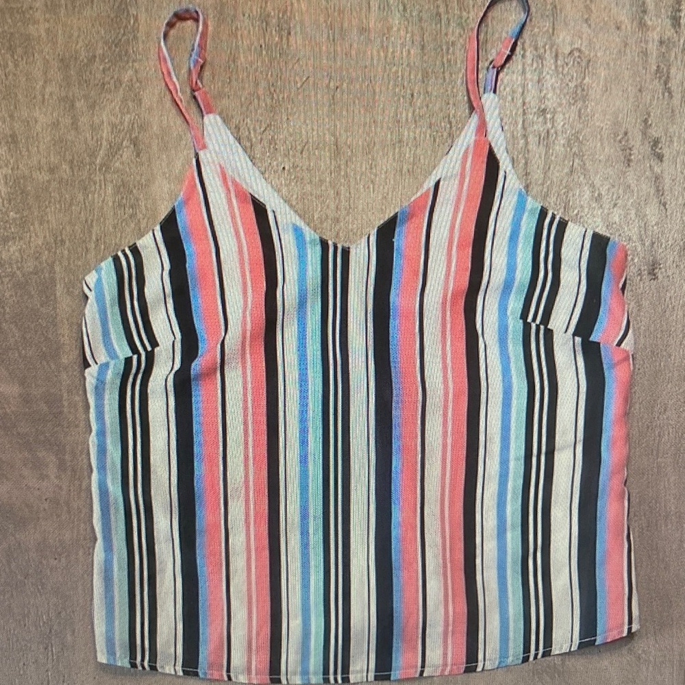 Japna Multicolor Striped V-Neck Spaghetti Strap Camisole